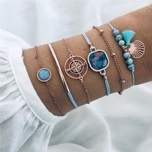 Load image into Gallery viewer, NEWBUY 6Pcs/Set Natural Beads Bracelet Boho Style Gold Heart Turtle Life Tree 8 Infinity Charm Bracelets For Women Girl